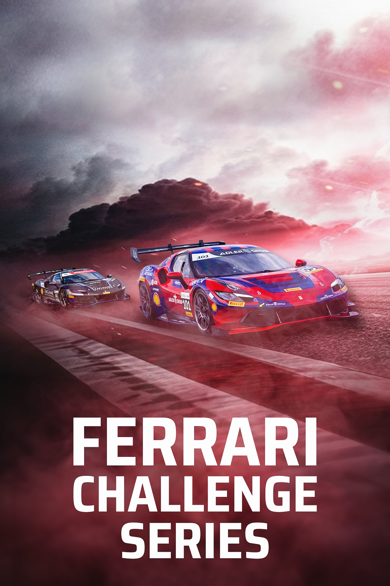 Ferrari challenge series 2026 motorsports vertical banner