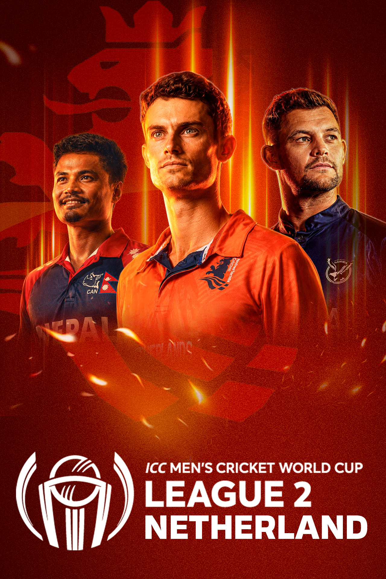 Icc cwc league 2 netherlands, 2026 cricket vertical banner